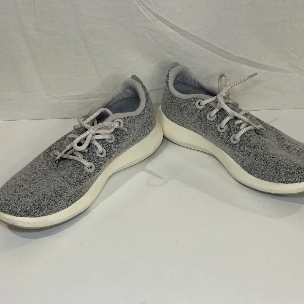 Allbirds Mens Wool Runner Mizzle Gray White Comfort Casual Shoes Sneaker Size 14